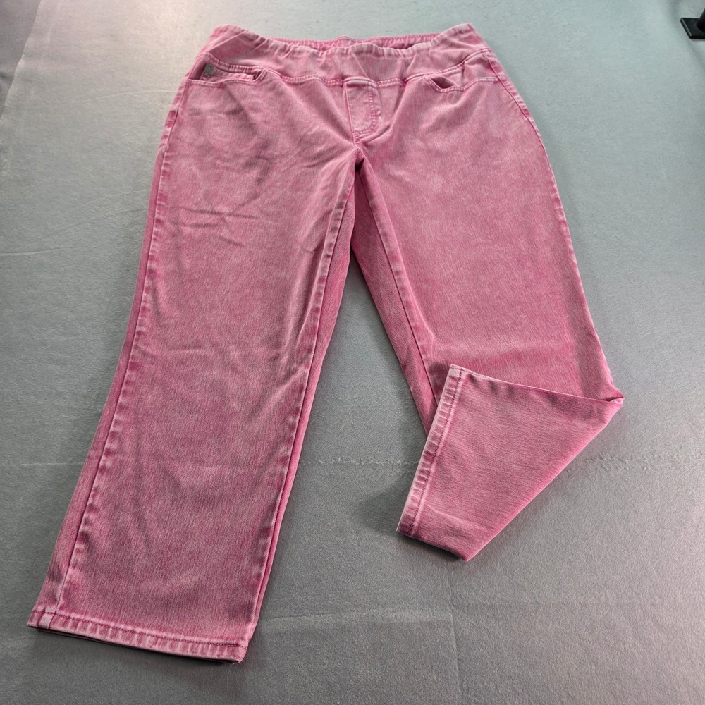 Belle Beach Kim Gravel Pink Acid Wash Pull On Crop Jeans A646480 Size 16 Coastal